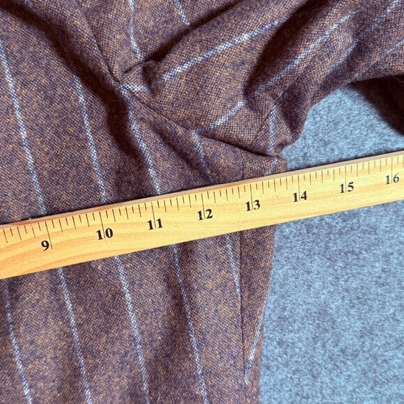 Rouje Paris Womens Straight Wide Leg Wool Trouser Pant Brown Stripe Sz 44 US 12 - Picture 8 of 12